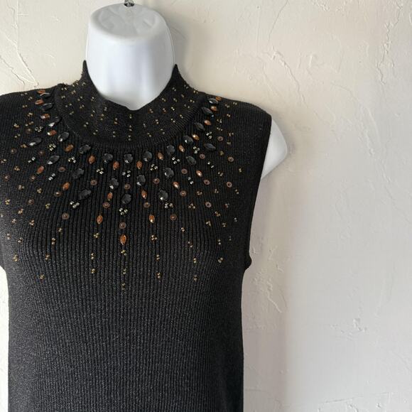 Bestow Wear Y2k Womens Small Beaded Knit Silk Blend Sleeveless Top Pullover - Picture 3 of 11